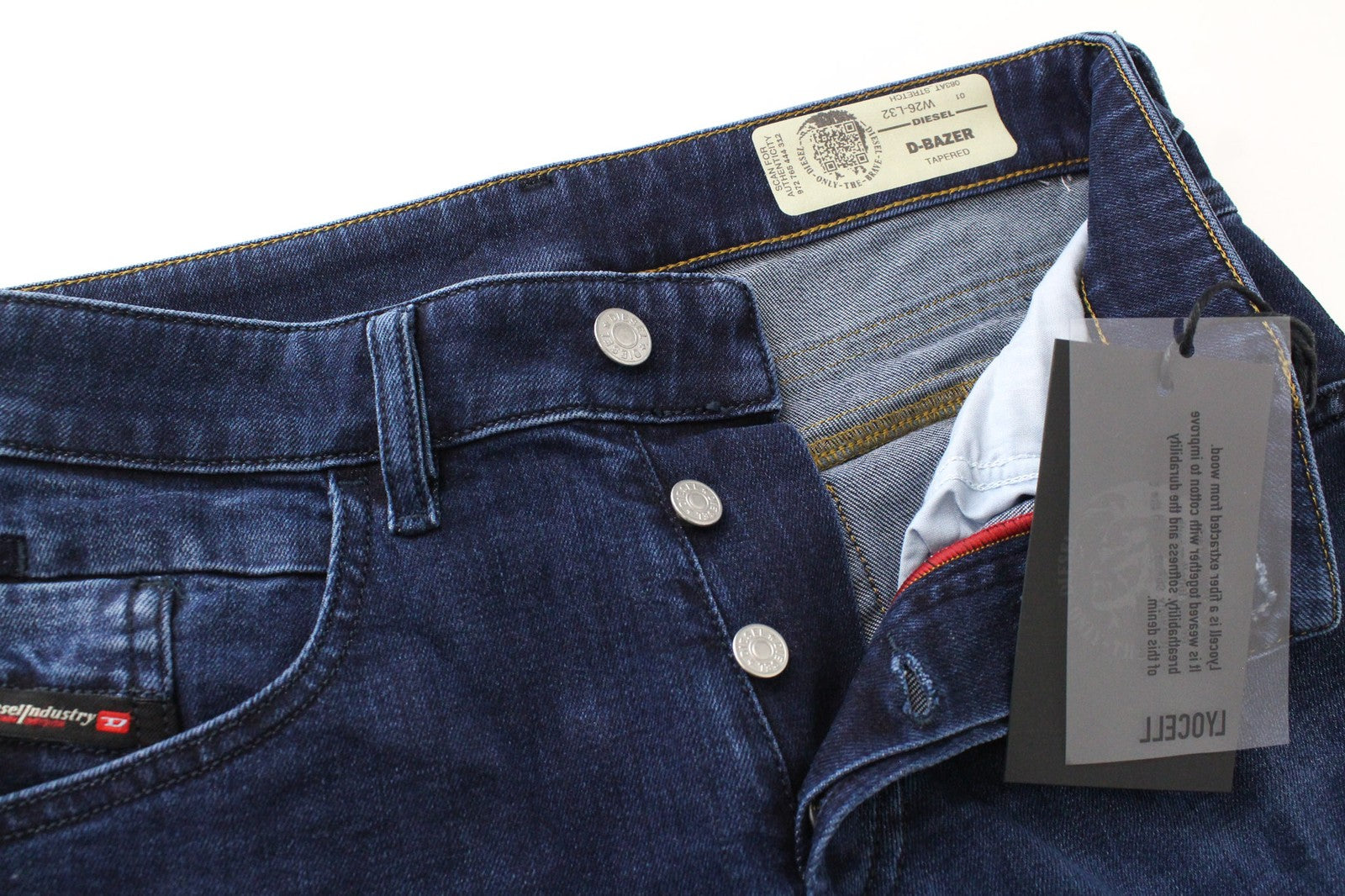 DIESEL D-Bazer 083AT vyriški W26 siaurėjantys skalbti mėlyni tamprūs medvilniniai berniukiški džinsai 