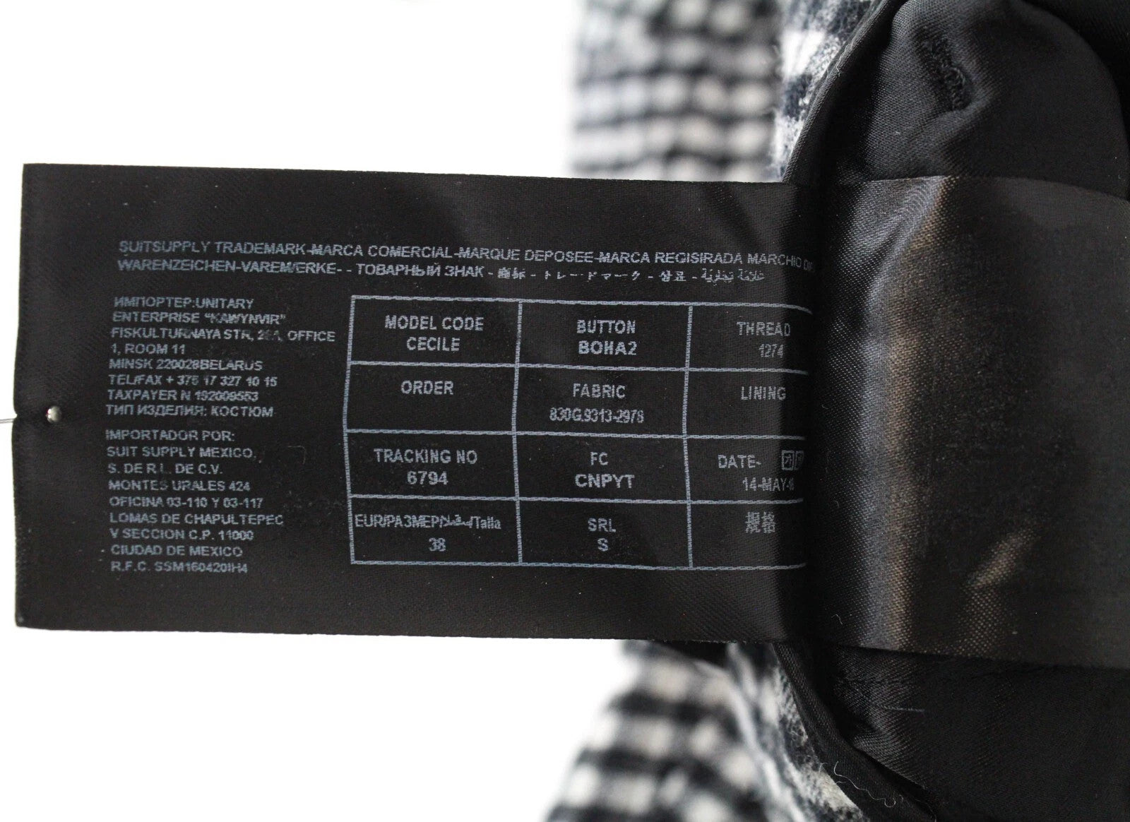 SUISTUDIO Lane moteriškos languotos juodos baltos vilnonės medvilninės tamprios kelnės (UK12S) 