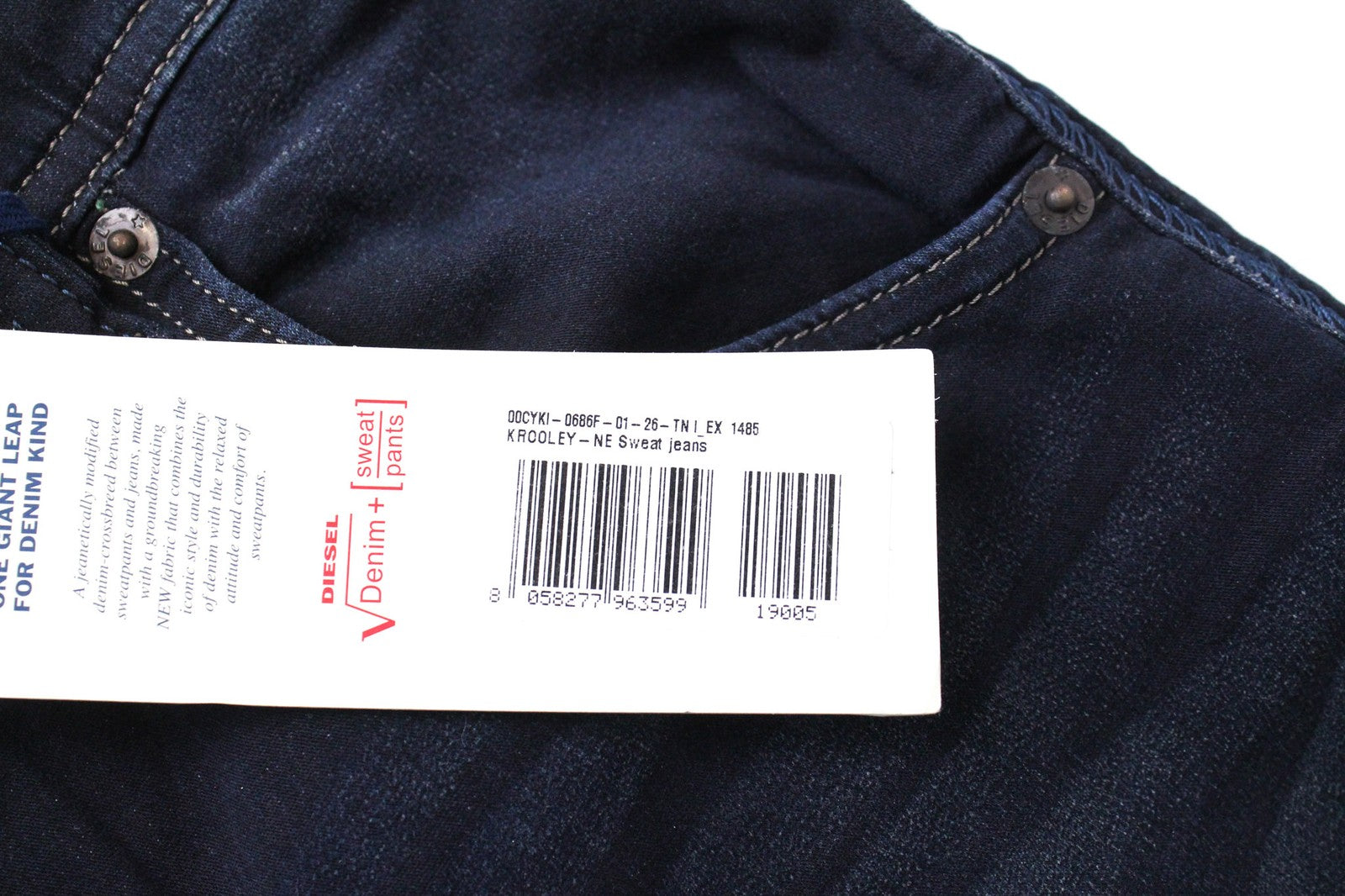 DIESEL Krooley-NE 0686F berniukiški W26 Jogg Slim morkų mėlynos medvilninės sportinės džinsinės kelnės 