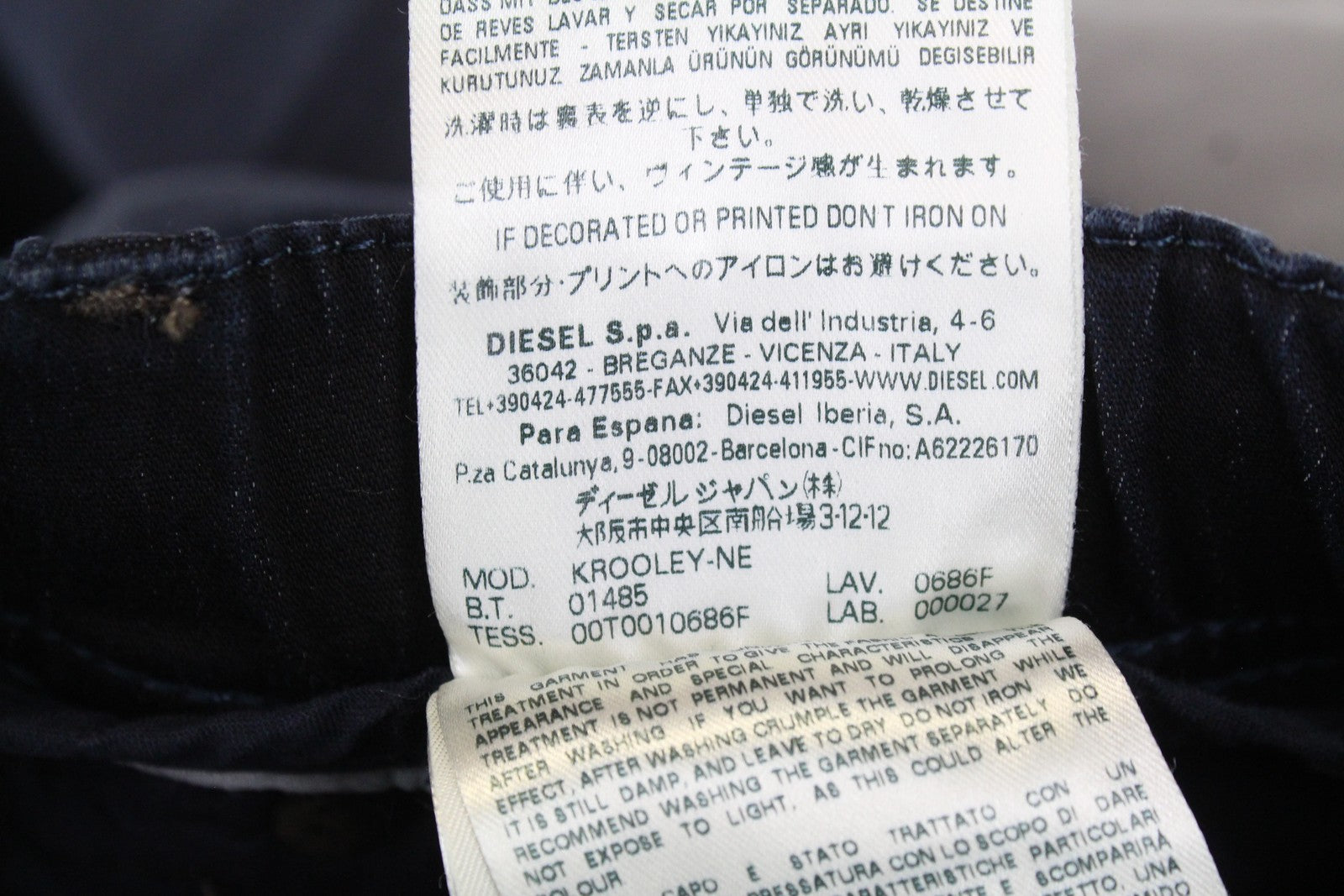 DIESEL Krooley-NE 0686F berniukiški W26 Jogg Slim morkų mėlynos medvilninės sportinės džinsinės kelnės 