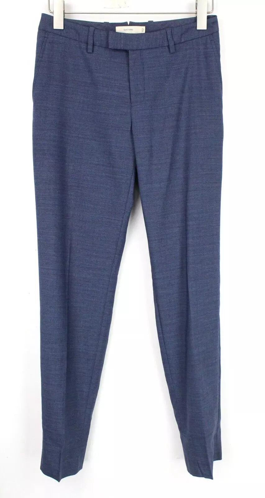 SUISTUDIO Robin moteriškos klostuotos mėlynos klasikinio kirpimo kelnės UK8R dydyje 