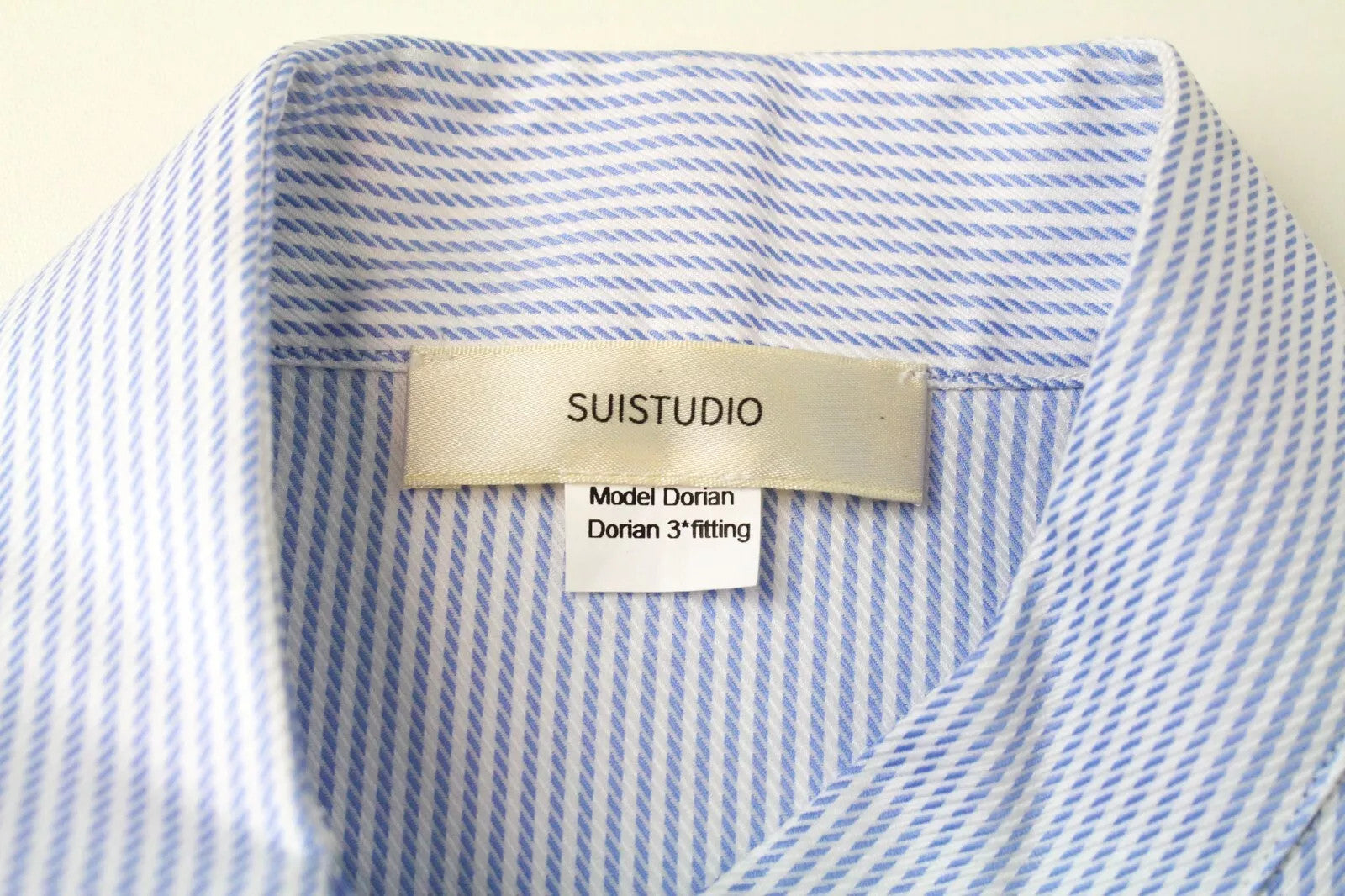 SUISTUDIO Dorian moteriški EU34R berankoviai dryžuoti mėlyni medvilniniai marškiniai 