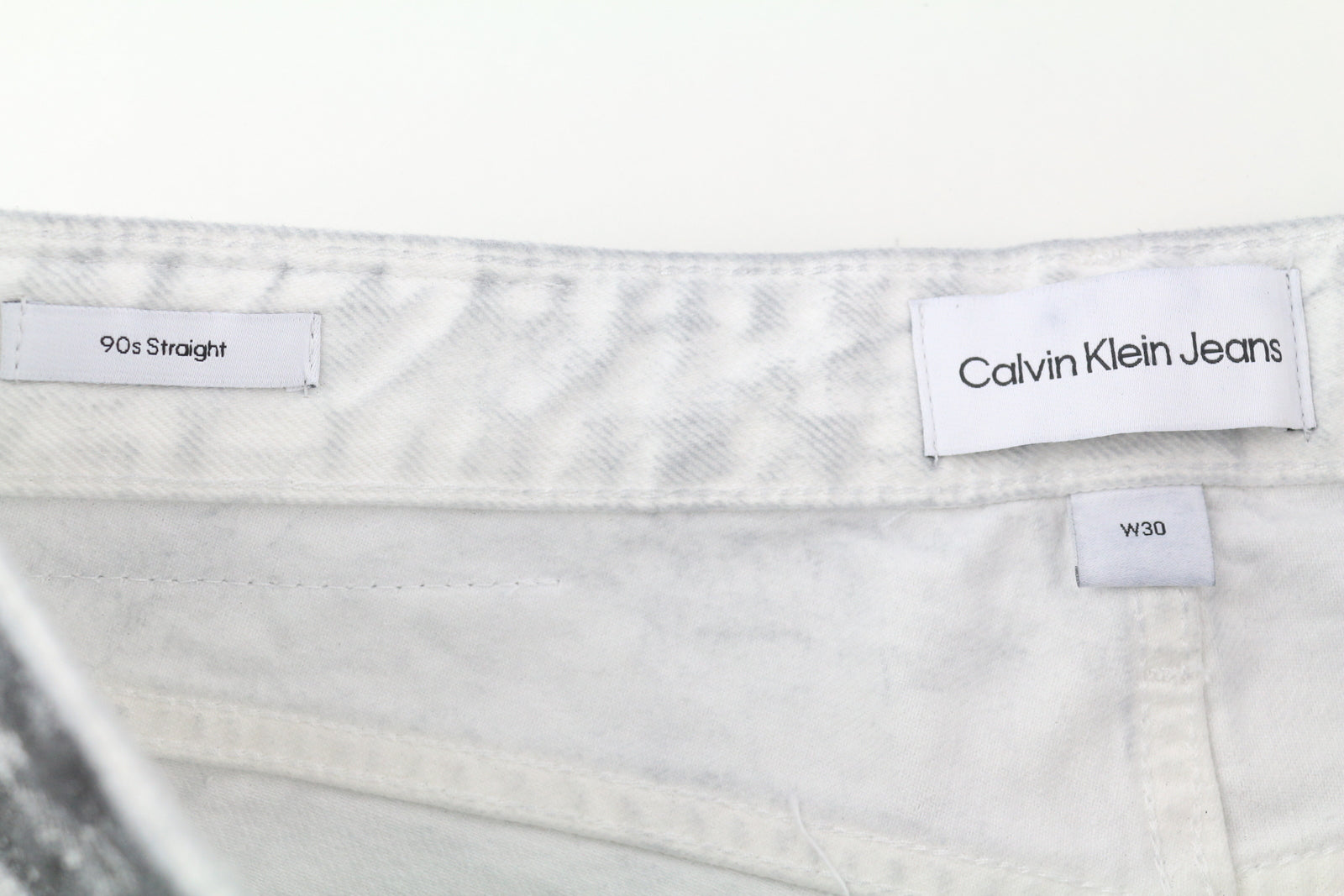 CALVIN KLEIN 90-ųjų tiesūs vyriški džinsai W30 pilki, skalbti, dengti, su užtrauktuku, rekomenduojama kaina – 169 € 