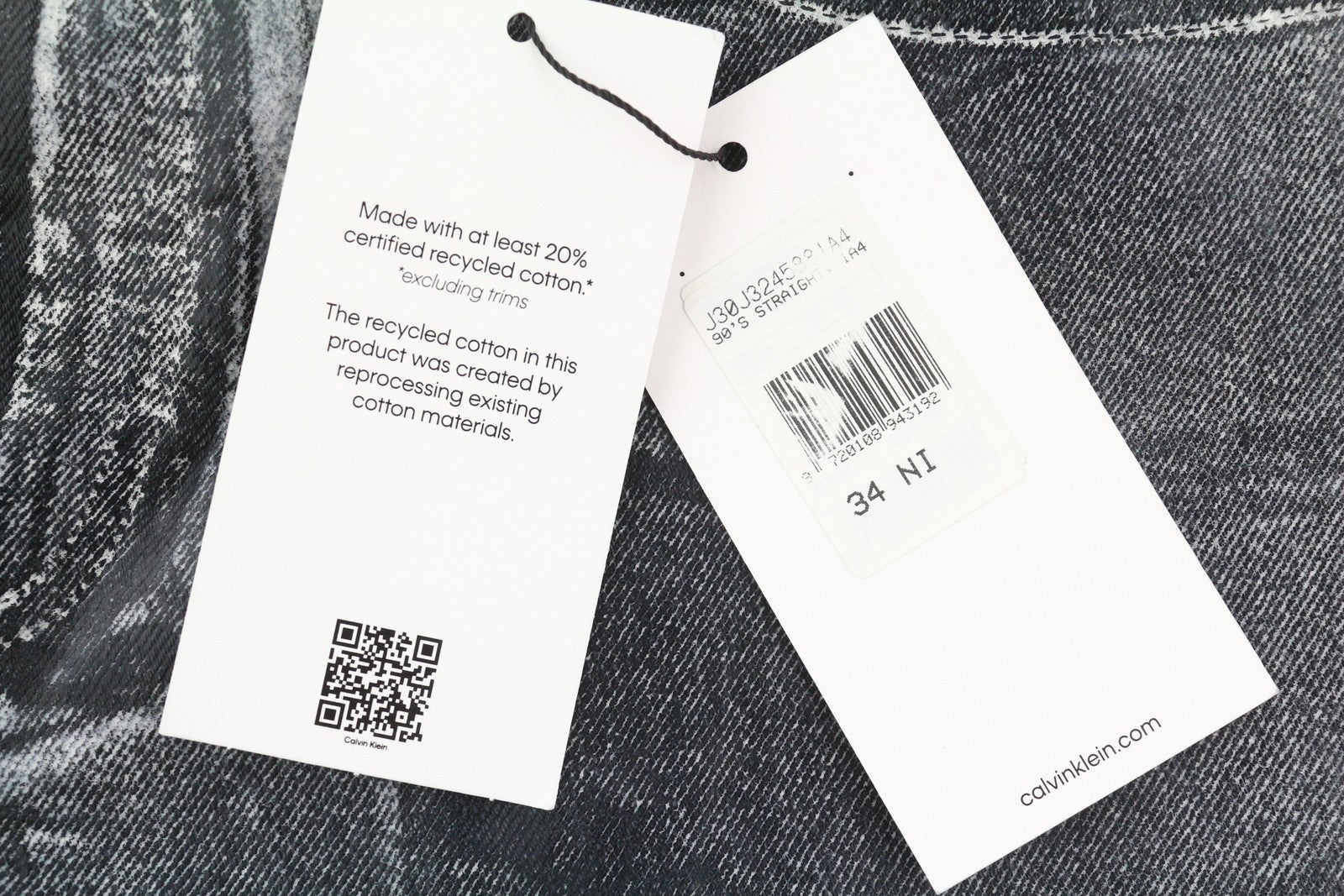 CALVIN KLEIN 90-ųjų tiesūs vyriški džinsai W34 pilki su skalbtu dengtu užtrauktuku, rekomenduojama kaina – 169 € 