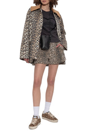 R13 moteriški šortai su kišenėmis, 30 dydžio, džinsiniai, standūs, leopardo rašto, atlenkti. RMK 1029 USD. 