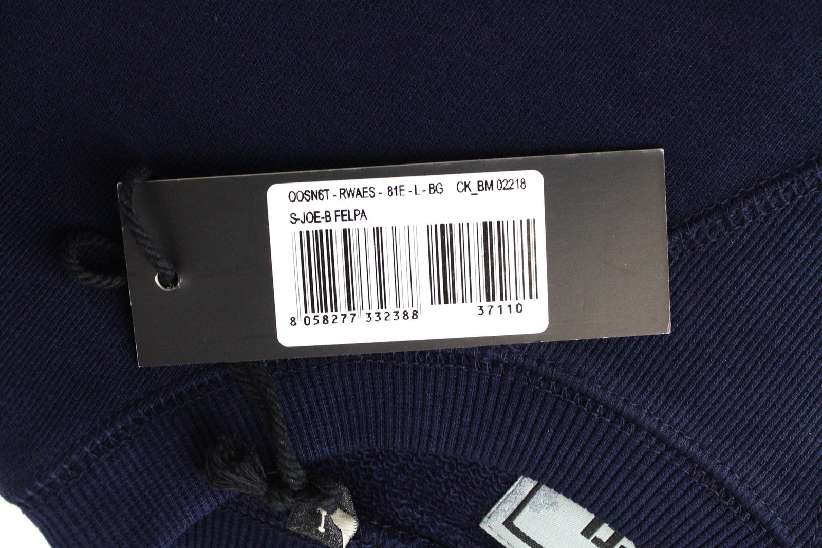 DIESEL S-Joe vyriškas L dydžio džemperis ilgomis rankovėmis su medvilniniu megztiniu ir mėlynu logotipu 