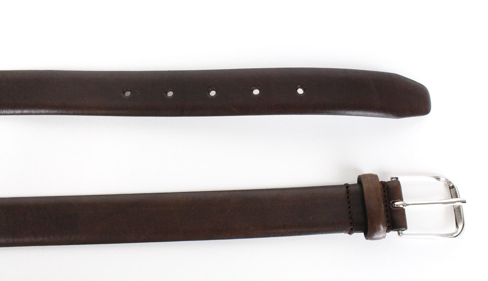 SUITSUPPLY vyriškas 105 cm diržas tamsiai rudos odos su metaline sagtimi suknelės stiliaus 