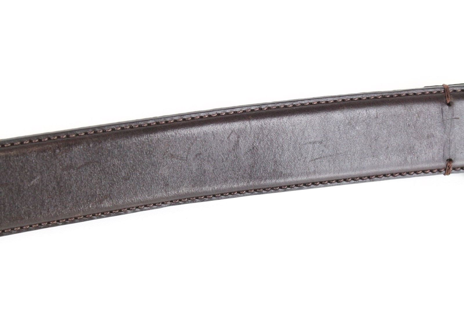 SUITSUPPLY vyriškas 85 cm diržas rudas odinis kvadratinis metalinis sagtis plonas klasikinis 