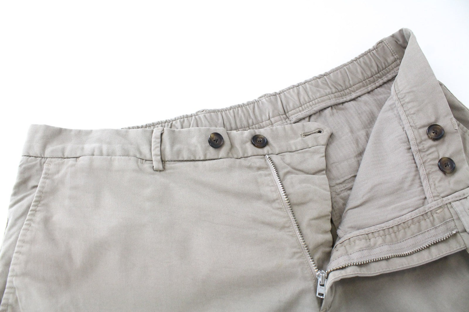 SUITSUPPLY vyriški pilkai rudi W36 šortai iš tamprios medvilnės, plokščio priekio, vasariniai drabužiai 