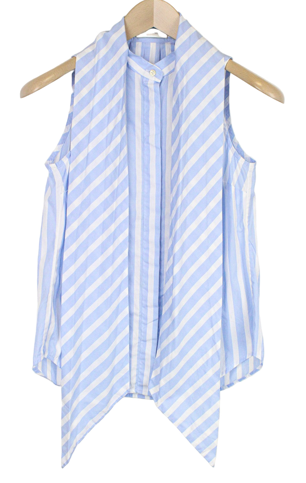 SUISTUDIO Asher moteriški marškinėliai su mėlyna dryžuota medvilnine palaidine su peteliške ir melanžu. 