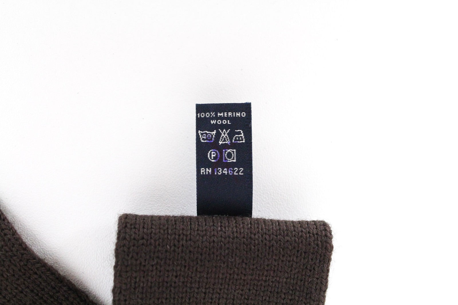 SUITSUPPLY vyriškas rudas kaklaraištis ~145 x 6 merino vilnos megztas formalus kvadratinis galas 