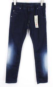 DIESEL Krooley-NE 0687D vyriški W28 mėlyni ploni morkų kirpimo džinsai su tampria medvilne 