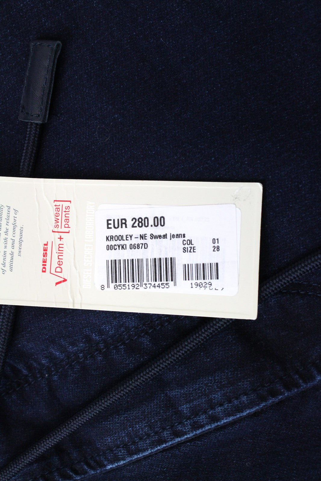 DIESEL Krooley-NE 0687D vyriški W28 mėlyni ploni morkų kirpimo džinsai su tampria medvilne 