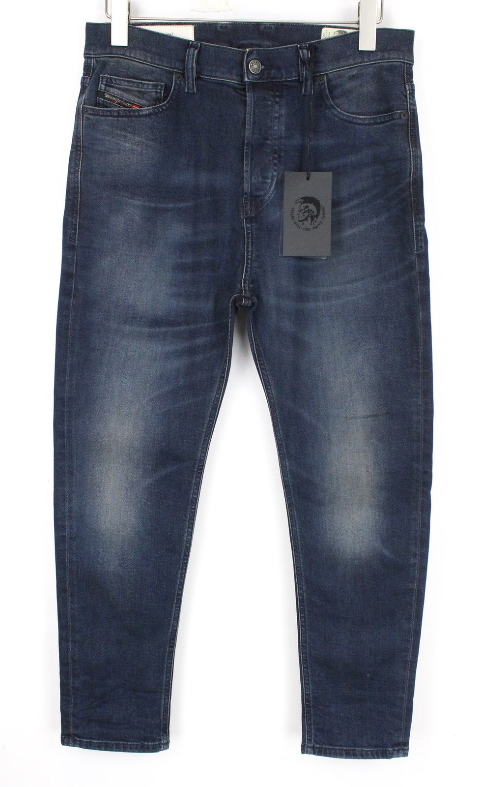 DIESEL D-Vider 084AU vyriški mėlyni W29/L30 morkų kirpimo tamprūs medvilniniai džinsai 