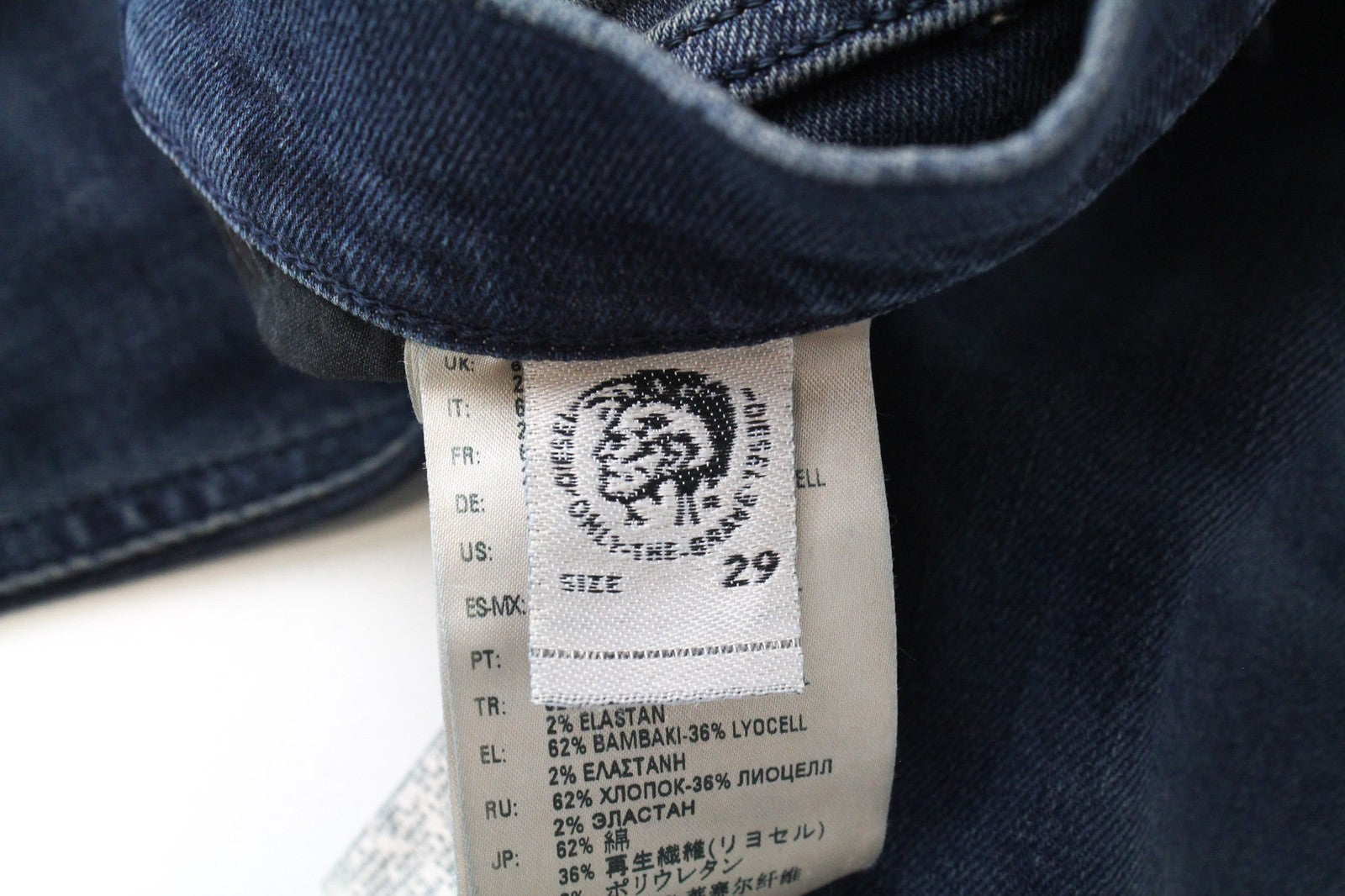 DIESEL D-Vider 084AU vyriški mėlyni W29/L30 morkų kirpimo tamprūs medvilniniai džinsai 