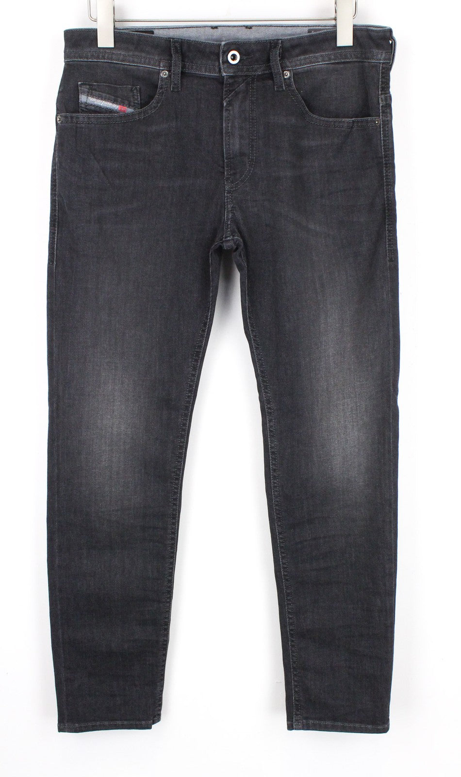 DIESEL Thommer 0687J vyriškos džinsinės kelnės W32/L30 pilkos, tamprios, plonos, su užtrauktuku. 