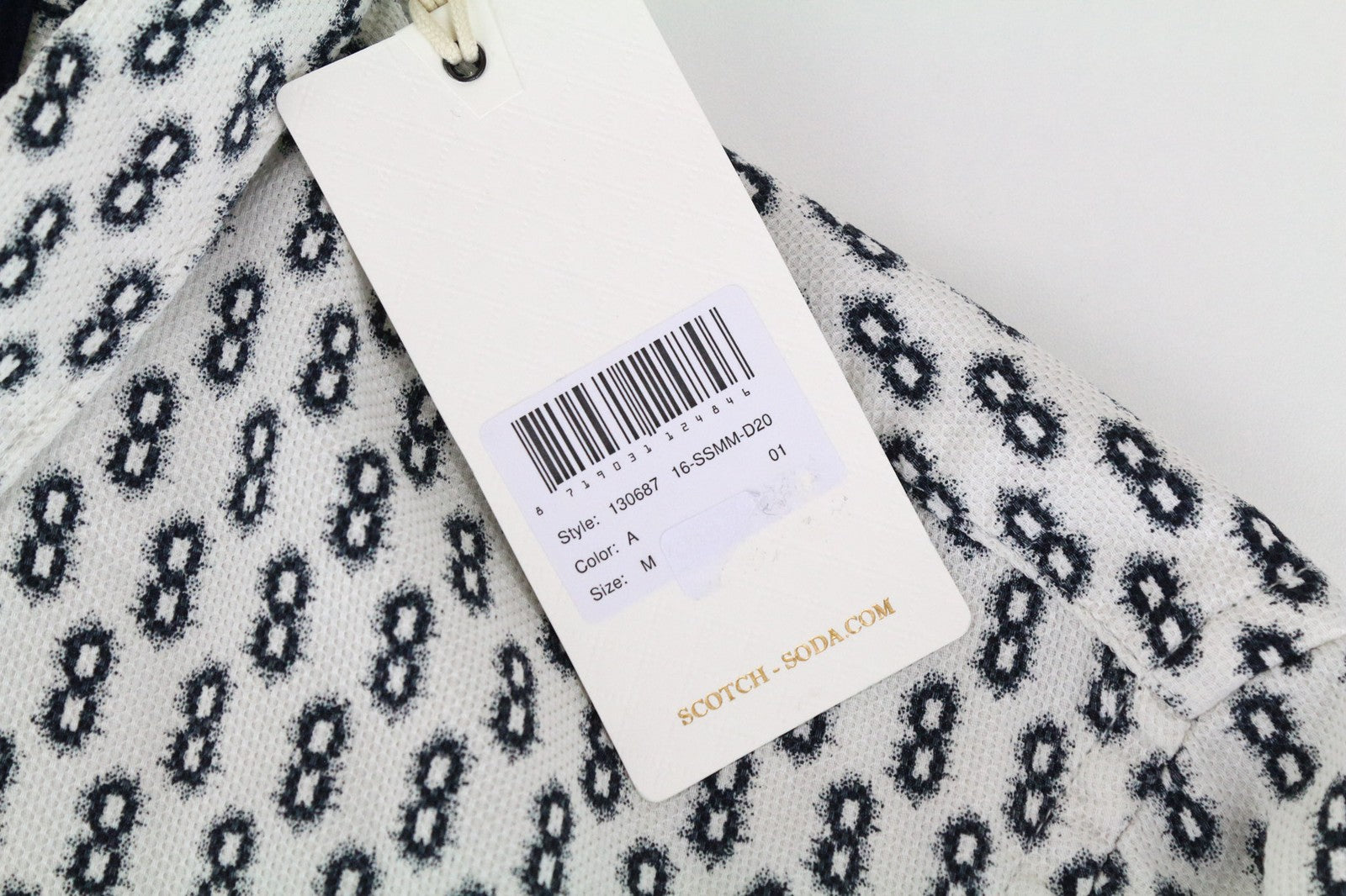 SCOTCH &amp; SODA vyriški marškinėliai M dydžio, mėlyni, su raštu, medvilniniai, su sagomis žemyn, su paveikslėliu