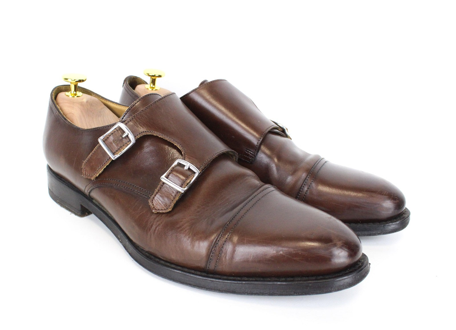 SUITSUPPLY Men's Dress Footwear EU42.5/UK8.5 Brown Calf Leather Double Strap