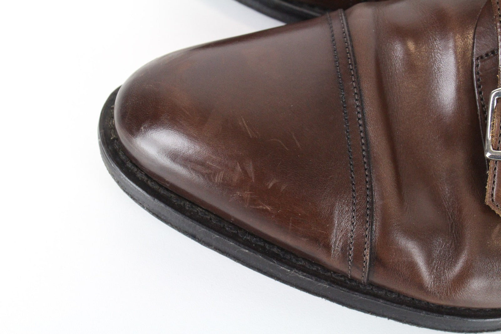 SUITSUPPLY Men's Dress Footwear EU42.5/UK8.5 Brown Calf Leather Double Strap