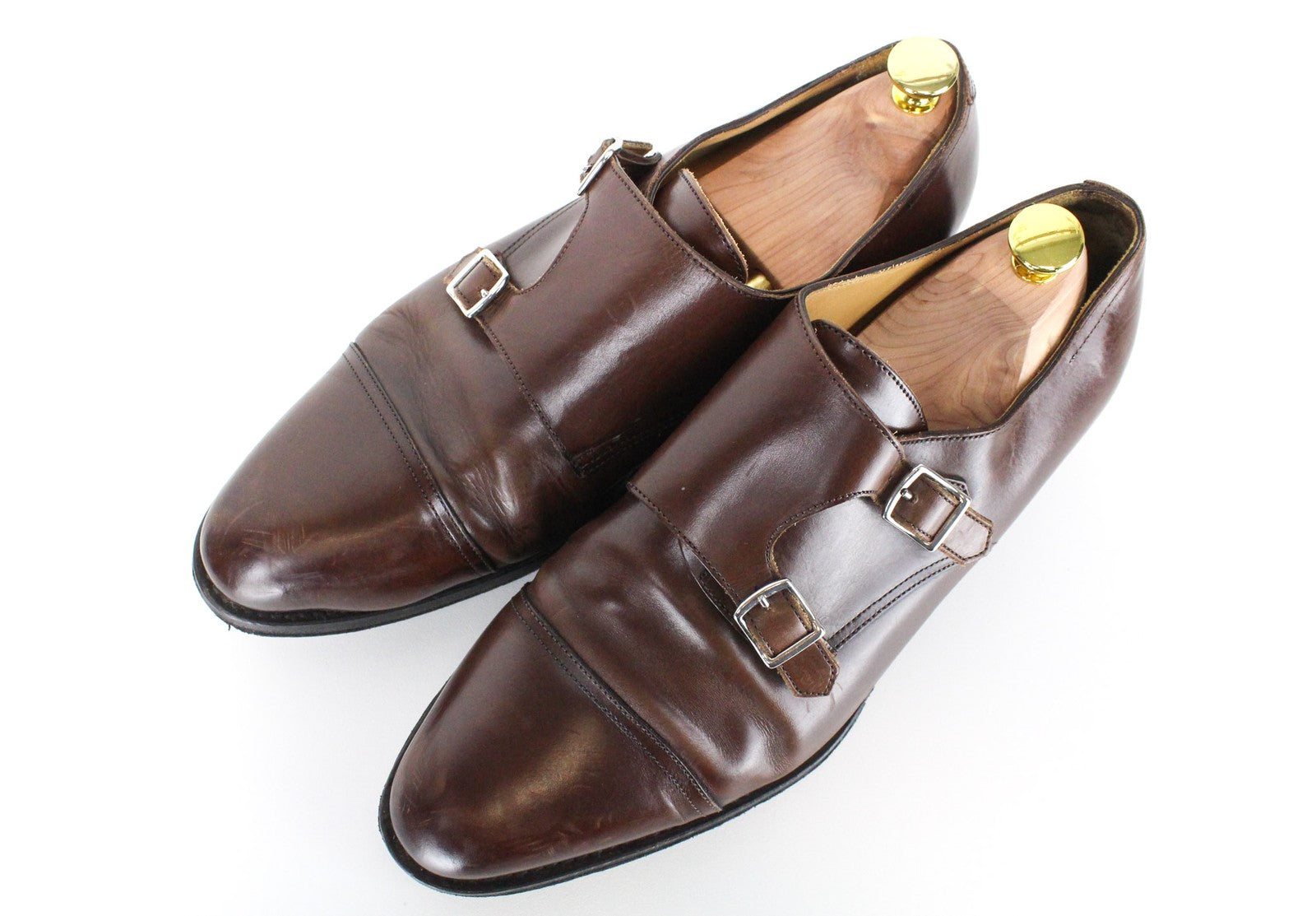 SUITSUPPLY Men's Dress Footwear EU42.5/UK8.5 Brown Calf Leather Double Strap