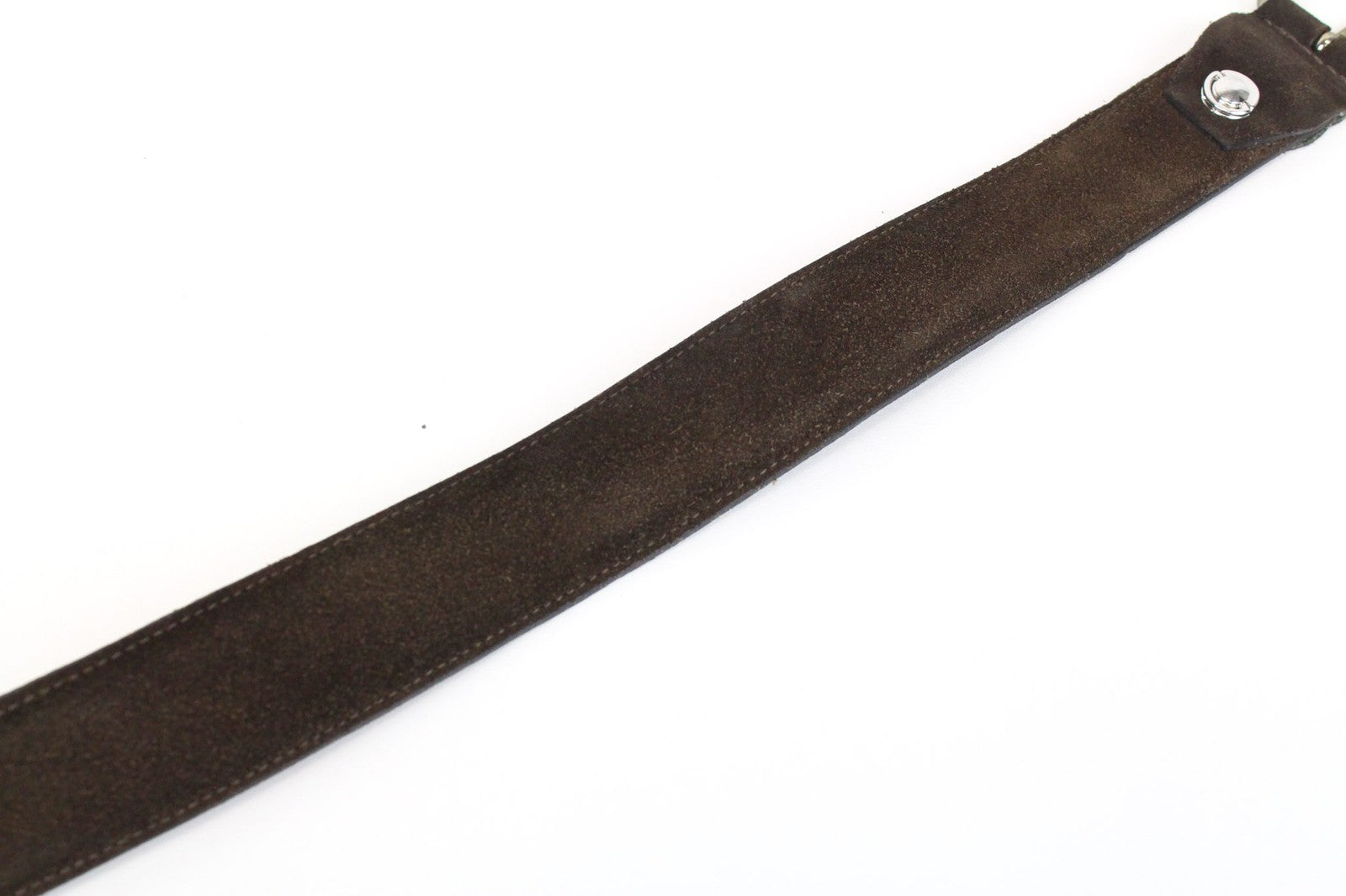 SUITSUPPLY vyriškas 95 cm / 38 colių rudas plonas zomšos diržas su rėmeliu ir sagtimi ant odos 