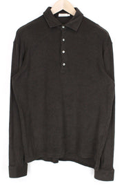 SUITSUPPLY vyriški išskleidžiami marškiniai L dydžio tamsiai rudi medvilniniai kilpiniai ploni marškiniai 