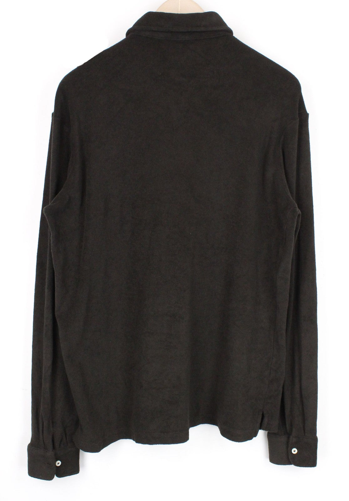 SUITSUPPLY vyriški išskleidžiami marškiniai L dydžio tamsiai rudi medvilniniai kilpiniai ploni marškiniai 