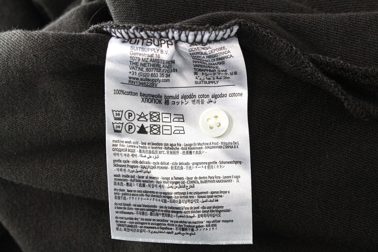 SUITSUPPLY vyriški išskleidžiami marškiniai L dydžio tamsiai rudi medvilniniai kilpiniai ploni marškiniai 