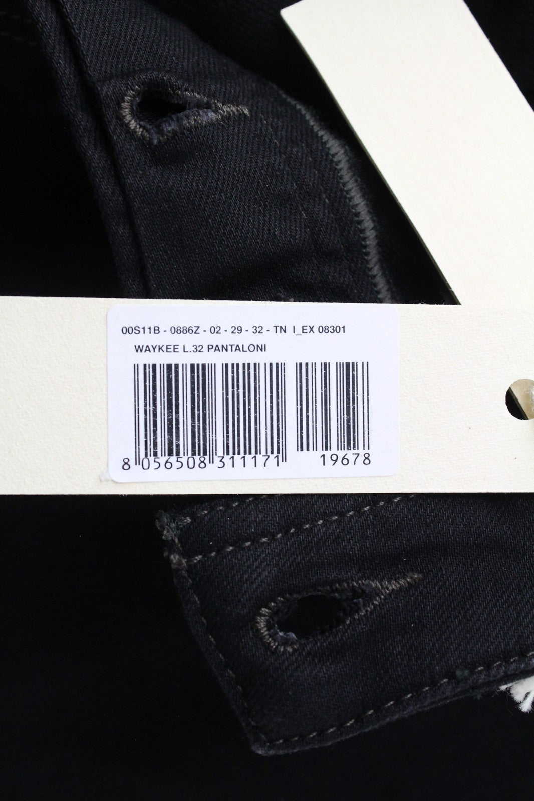 DIESEL Waykee 0886Z Men's Denim Pants W29/L32 Black Straight Elastic Button Fly