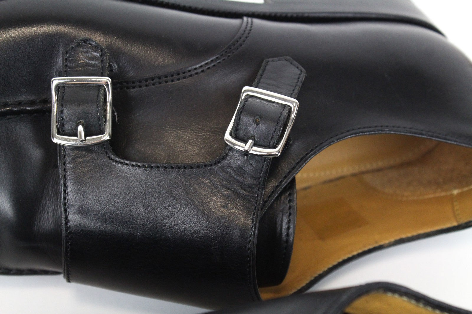 „SUITSUPPLY“ vyriški laisvalaikio batai, EU42/UK8, juodos spalvos, veršiuko odos, dvigubais dirželiais 