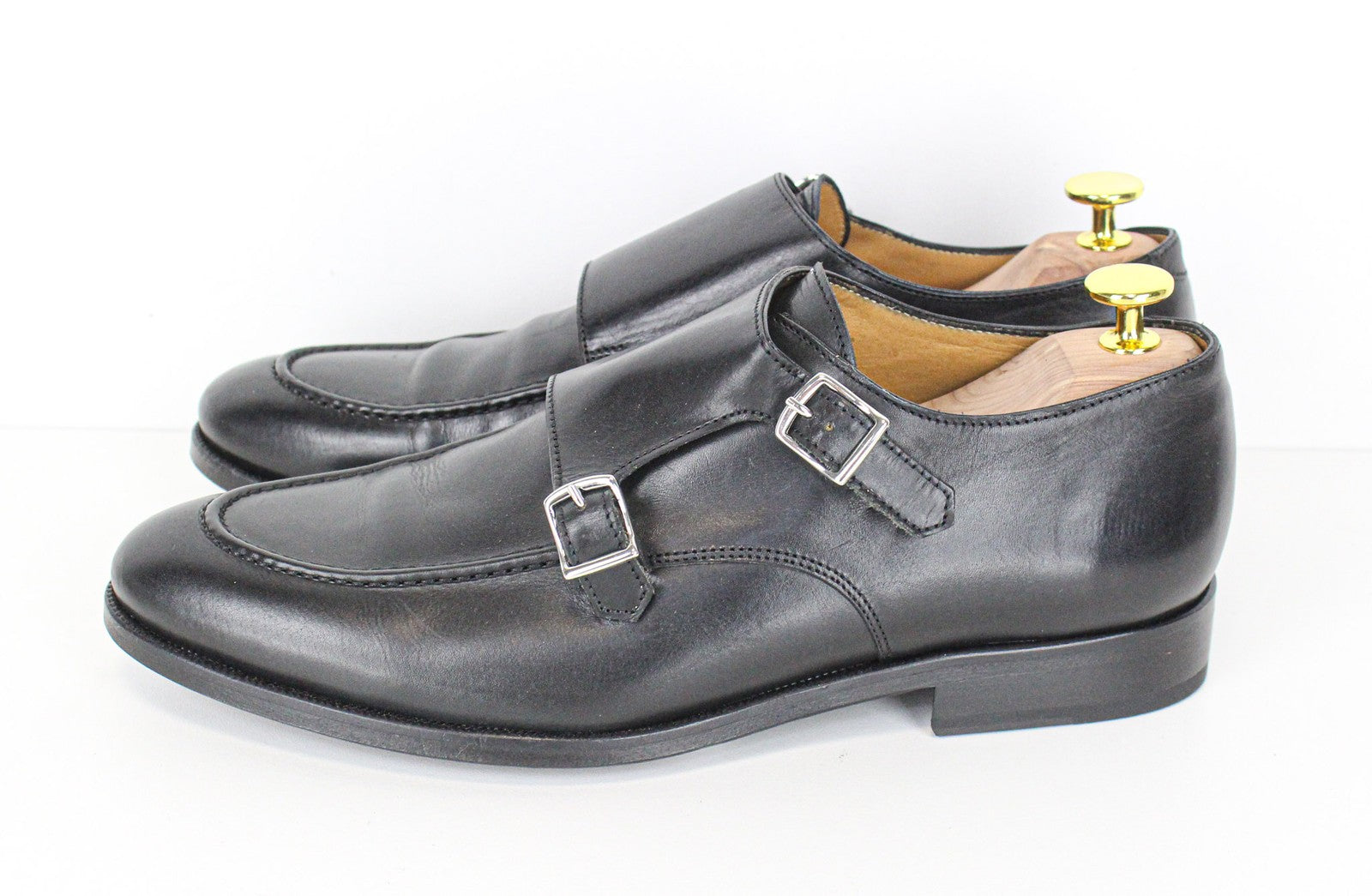 „SUITSUPPLY“ vyriški laisvalaikio batai, EU42/UK8, juodos spalvos, veršiuko odos, dvigubais dirželiais 