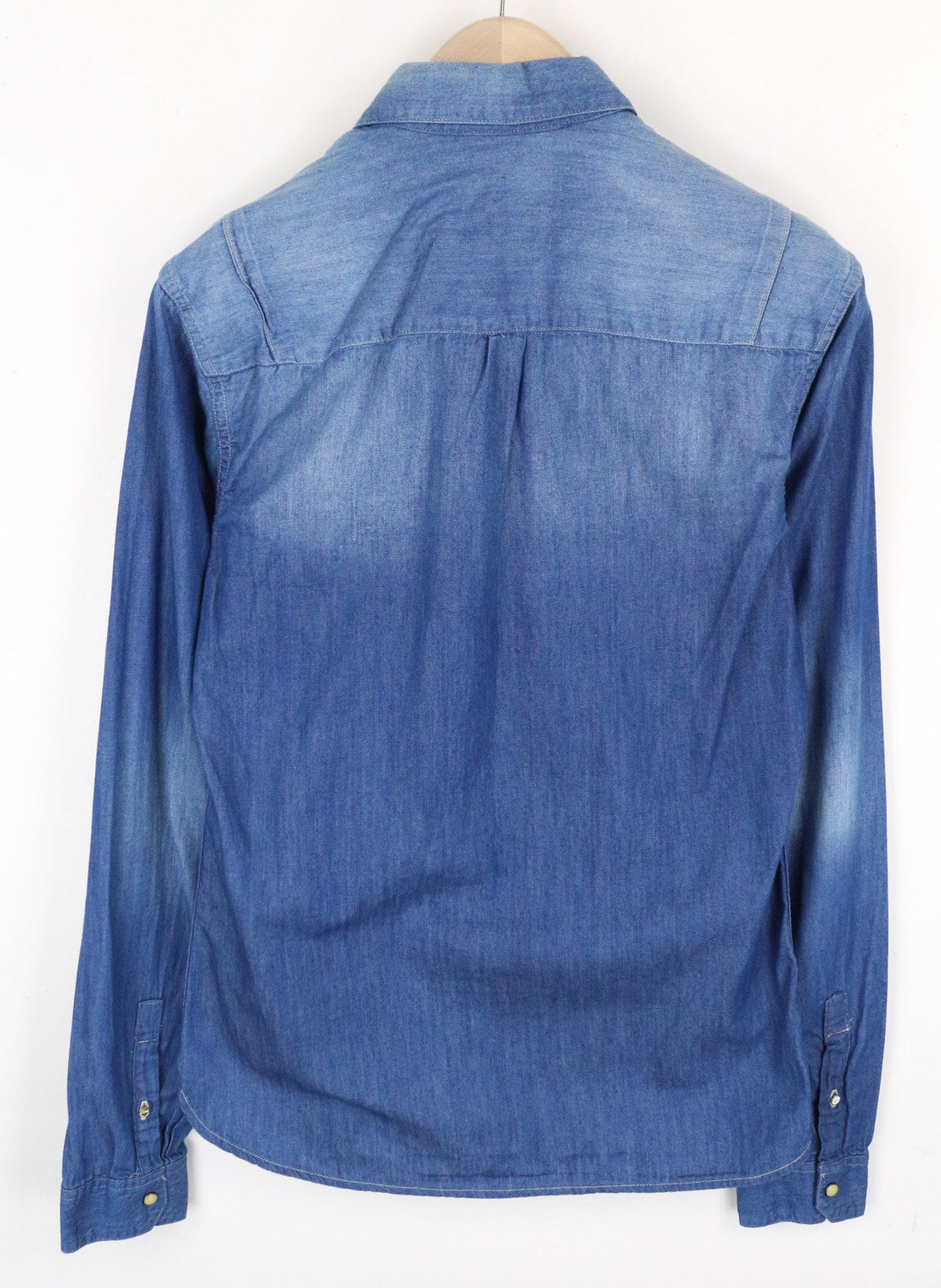 SCOTCH &amp; SODA vyriški marškinėliai, S dydžio, vidutinės mėlynos spalvos, klasikinio vesterno stiliaus, džinsinio audinio 