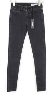 DIESEL Slandy 0680I Women's Denim Pants W24/L32 Grey Slim Elastic Zip Fly