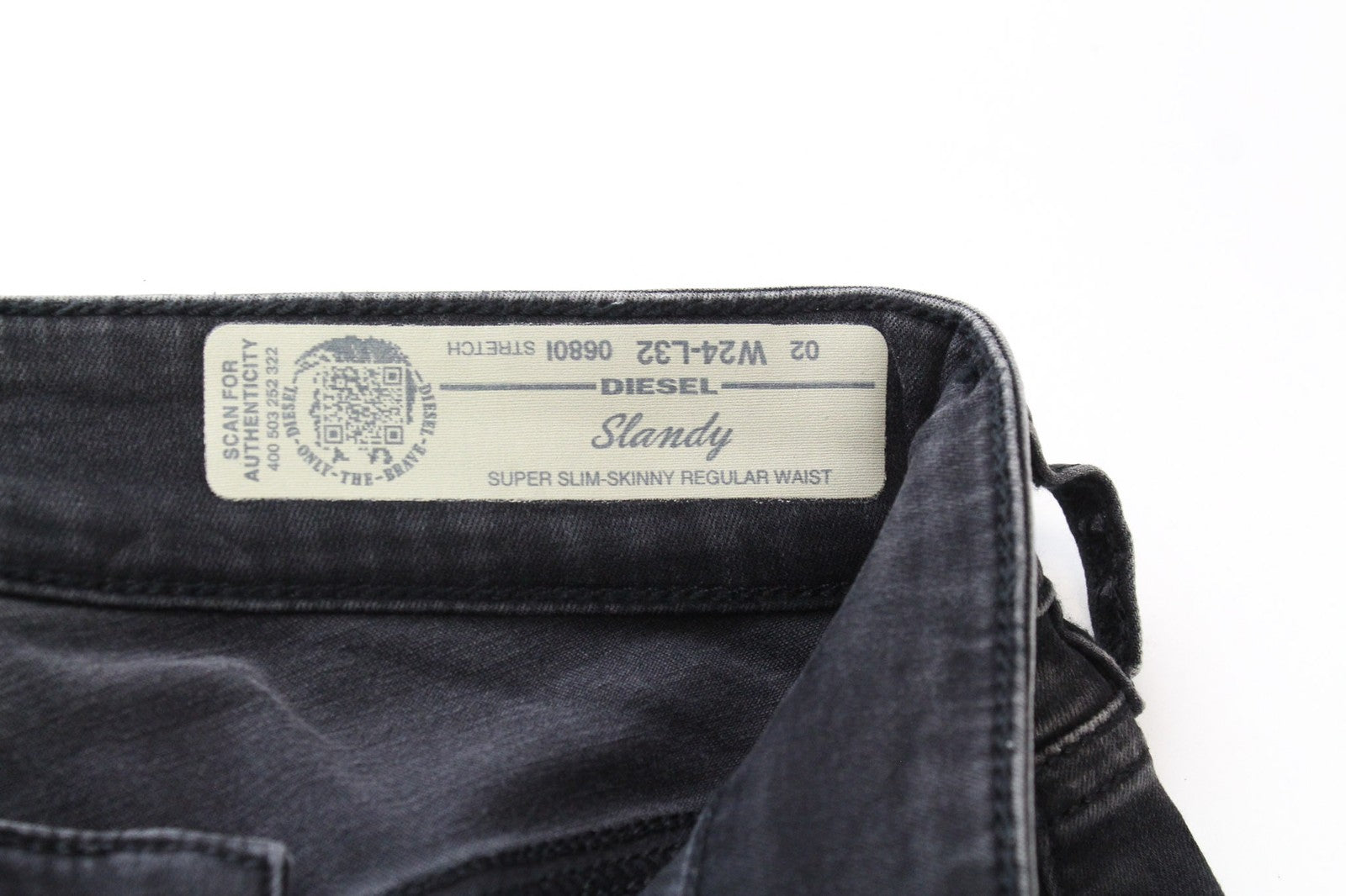 DIESEL Slandy 0680I Women's Denim Pants W24/L32 Grey Slim Elastic Zip Fly