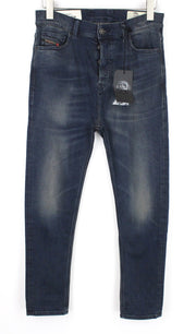 DIESEL D-Vider 084AU vyriškos džinsinės kelnės W27/L30 tamsiai mėlynos elastinės su sagomis 