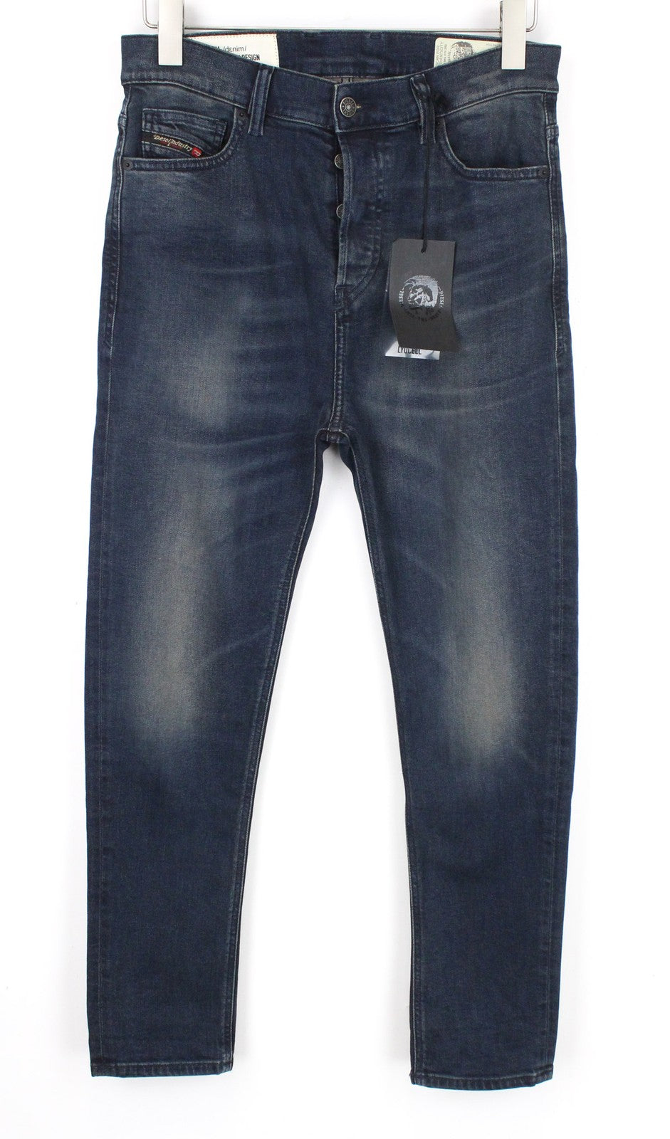 DIESEL D-Vider 084AU vyriškos džinsinės kelnės W27/L30 tamsiai mėlynos elastinės su sagomis 