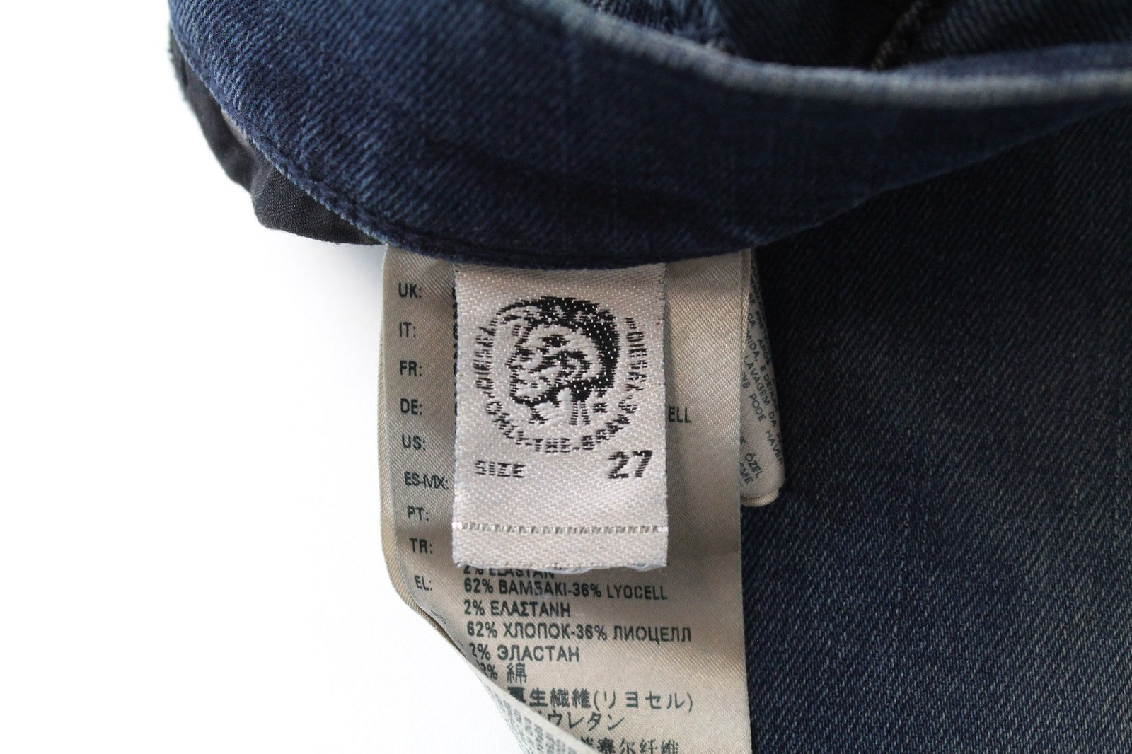 DIESEL D-Vider 084AU vyriškos džinsinės kelnės W27/L30 tamsiai mėlynos elastinės su sagomis 