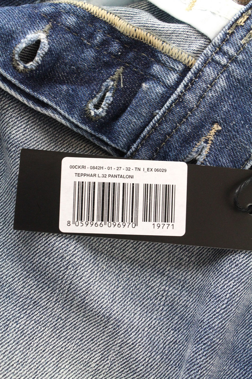 DIESEL Tepphar 0842H vyriškos džinsinės kelnės W27/L32 mėlynos elastinės plonos su morkų sagomis 