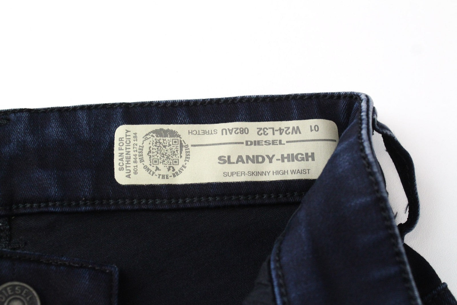 DIESEL Slandy-High 082AU Women's Denim Pants W24/L32 Dark Blue Ultra Slim