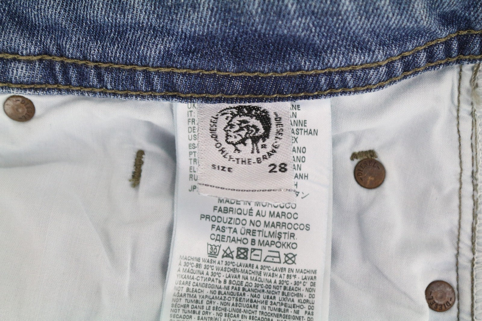 DIESEL Buster 0842H vyriški siaurėjantys tamprūs džinsai mėlyni W28 L32 Slim Fit 