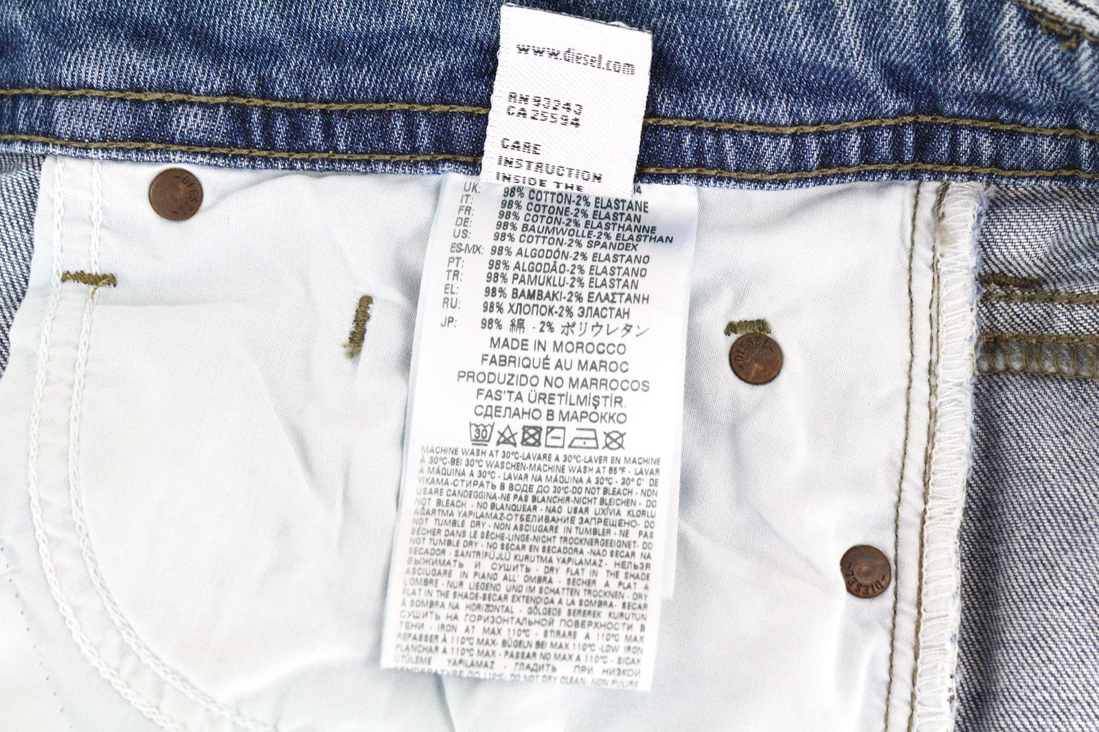 DIESEL Buster 0842H vyriški siaurėjantys tamprūs džinsai mėlyni W28 L32 Slim Fit 