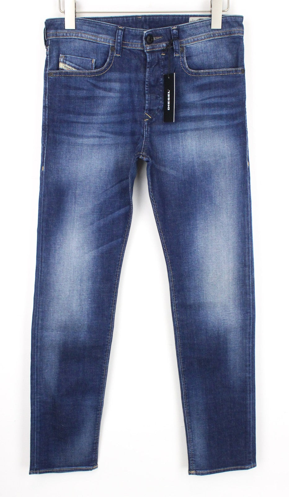 DIESEL Buster 084GR vyriški ploni siaurėjantys tamprūs mėlyni medvilniniai džinsai W29 L32 