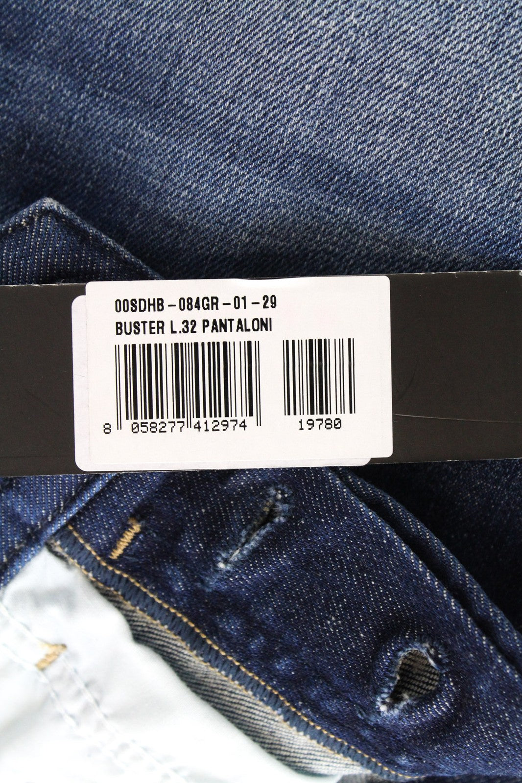 DIESEL Buster 084GR vyriški ploni siaurėjantys tamprūs mėlyni medvilniniai džinsai W29 L32 