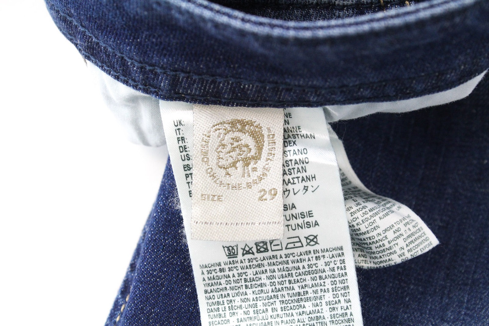 DIESEL Buster 084GR vyriški ploni siaurėjantys tamprūs mėlyni medvilniniai džinsai W29 L32 