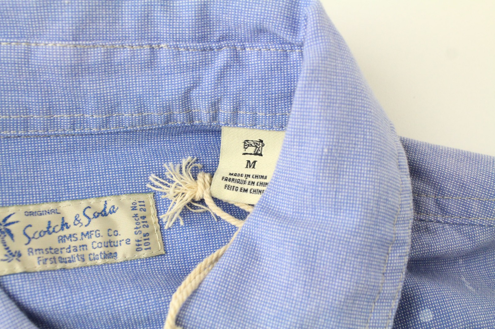 SCOTCH &amp; SODA Ams Couture vyriški mėlyni marškinėliai M su skalbtos medvilnės dėmėtu raštu