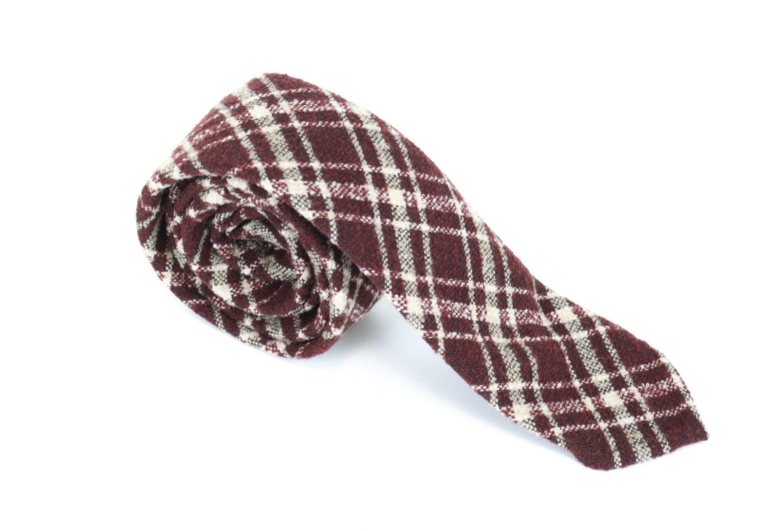 SUITSUPPLY vyriškas violetinis languotas vilnos mišinio kaklaraištis ~150 x 8 cm smailiais galais 