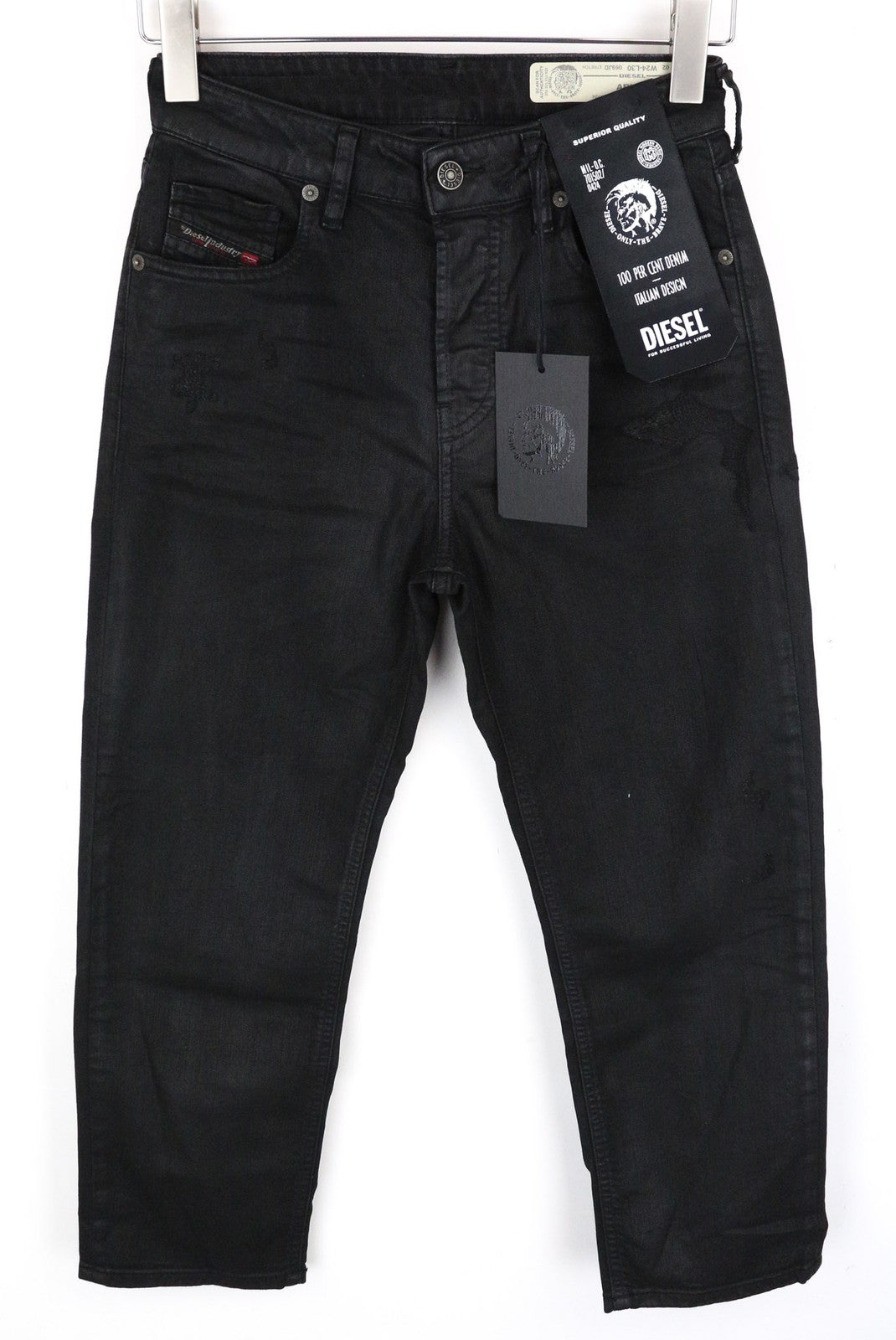 DIESEL Aryel 069JD Women's Black Straight Jeans W24 L30 Buttoned Stretch