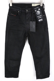 DIESEL Aryel 069JD Women's Black Straight Jeans W24 L30 Buttoned Stretch