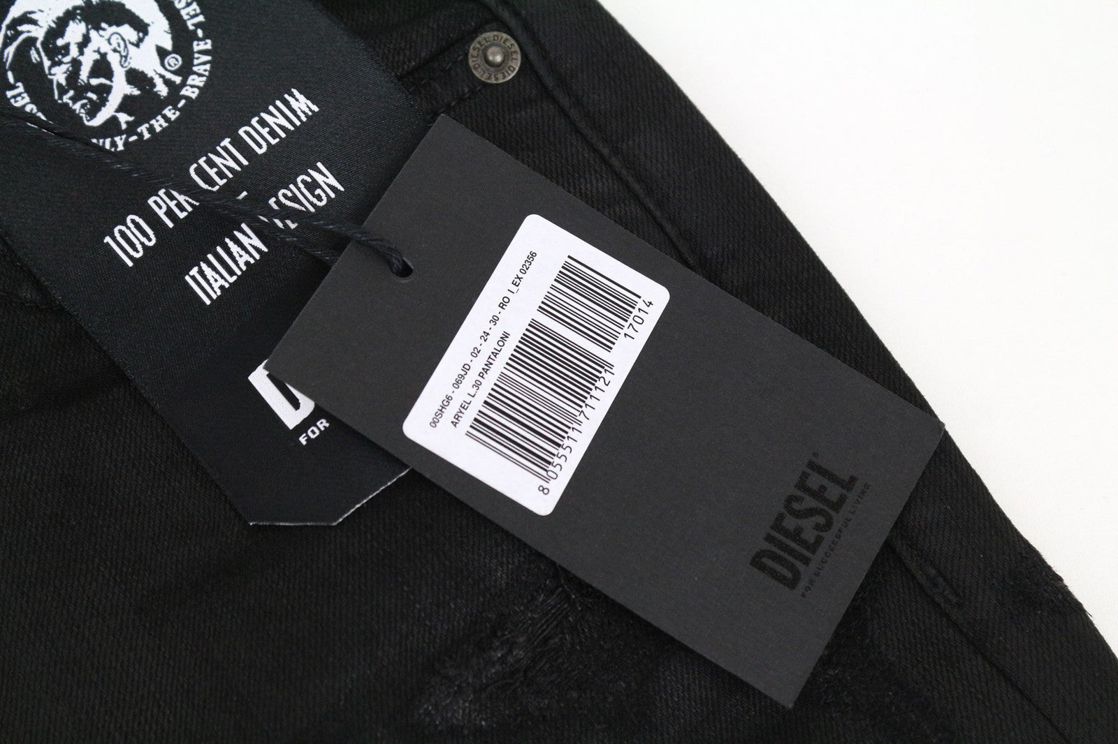 DIESEL Aryel 069JD Women's Black Straight Jeans W24 L30 Buttoned Stretch