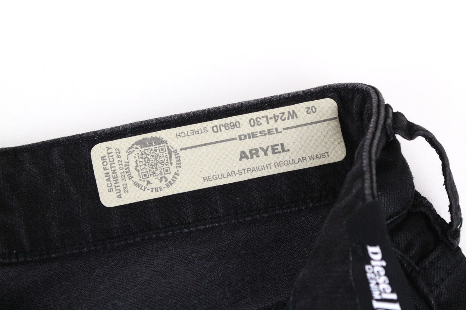 DIESEL Aryel 069JD Women's Black Straight Jeans W24 L30 Buttoned Stretch